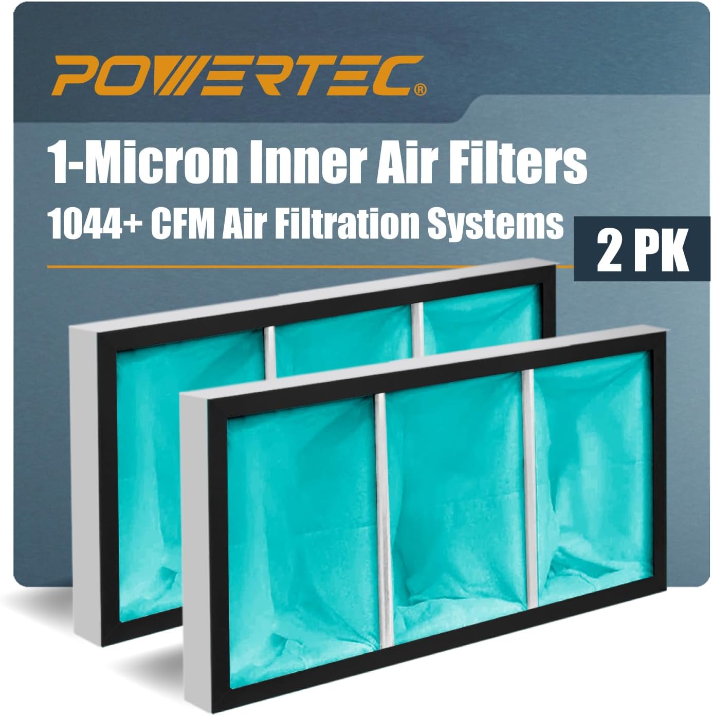 1 Micron Inner Air Filters for WEN 3417 Filter Replacement, POWERTEC AF1045/AF1044, WEN 1044 1270 CFM Woodworking Air Filtration System (3415/3416/AF1270), 2PK (Color May Vary) (75019-P2)