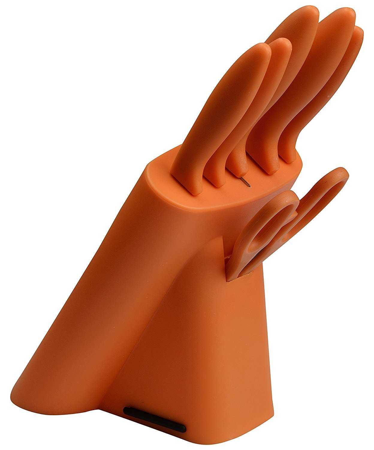 JOHN RICHARD 7 Pieces Kitchen Knife Set- Kitchen Knives, Scissors and Plastic Stand PA015 (Orange)