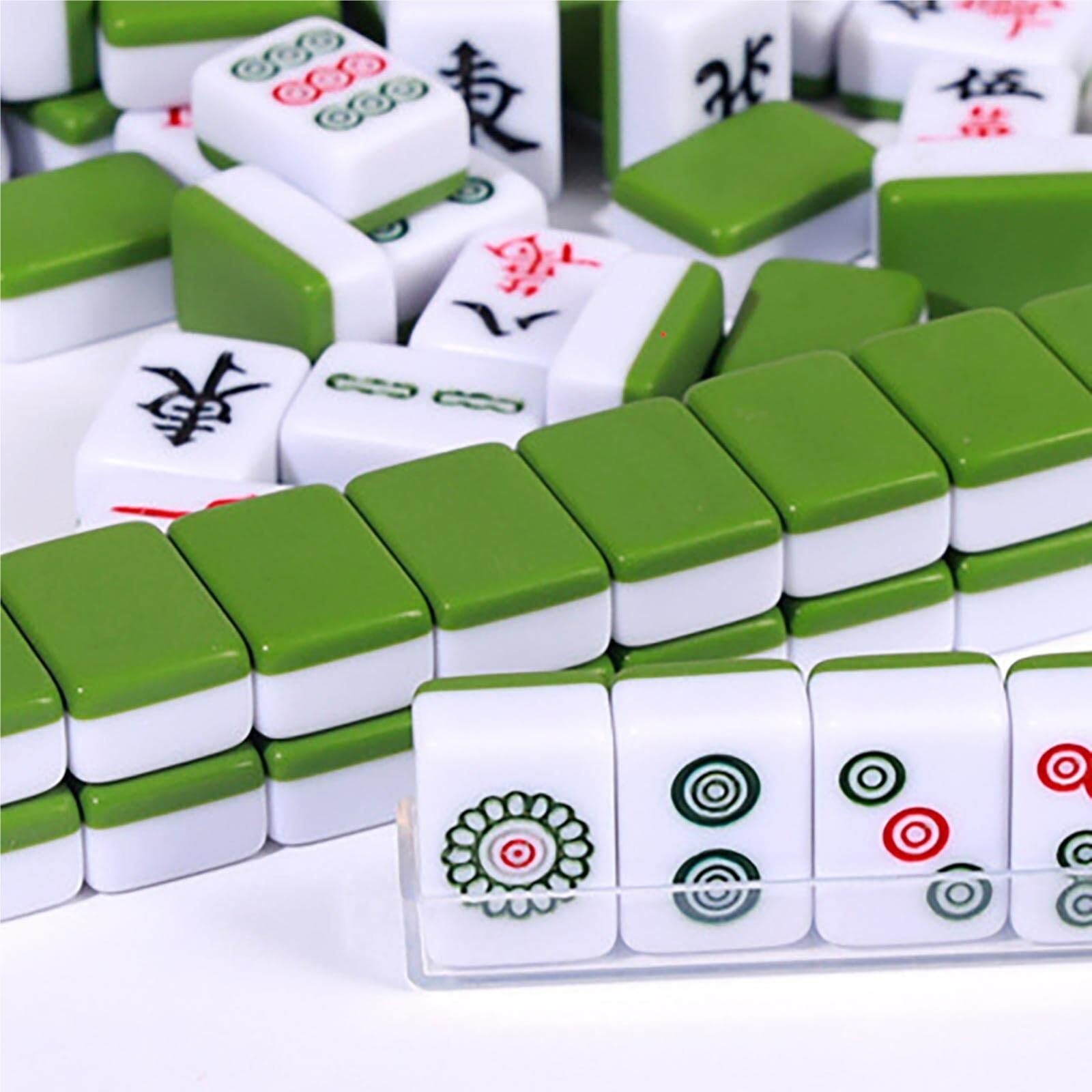 Chinesisches Mahjong Chinesisches Mahjong-Set Mit 144 Mahjong-Fliesen, Tragbar, Vintage, Traditionelles Majong-Mah-Jongg-Set Für Familie Reise Spiel(Grün)