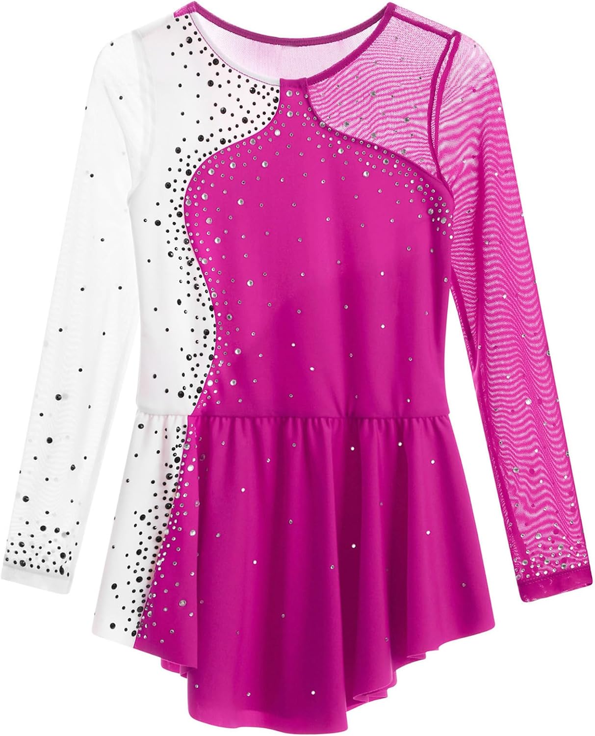 Kids Girls Figure Skating Dress Long Sleeves Ballet Dance Skirted Leotards