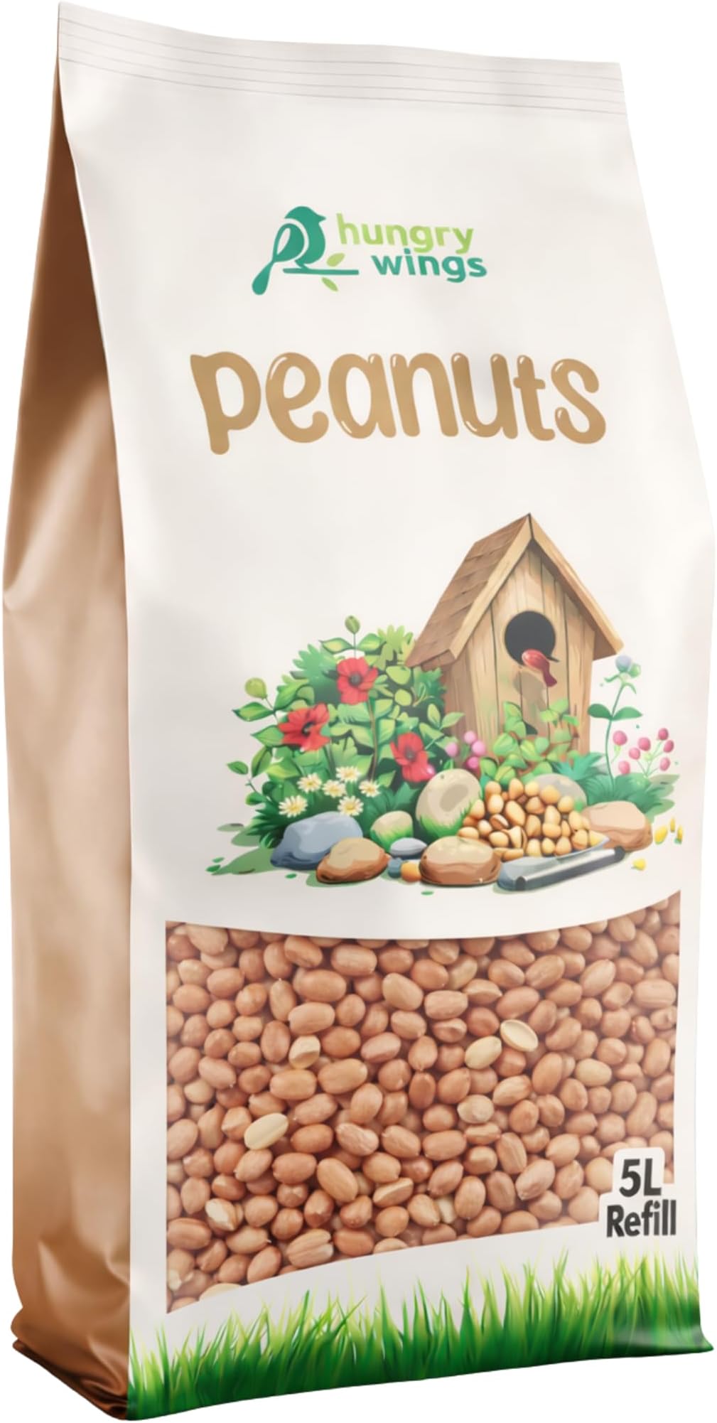 Premium Wild Bird Food 5L Refill, (5L Bag, Peanuts) (Packing may vary)