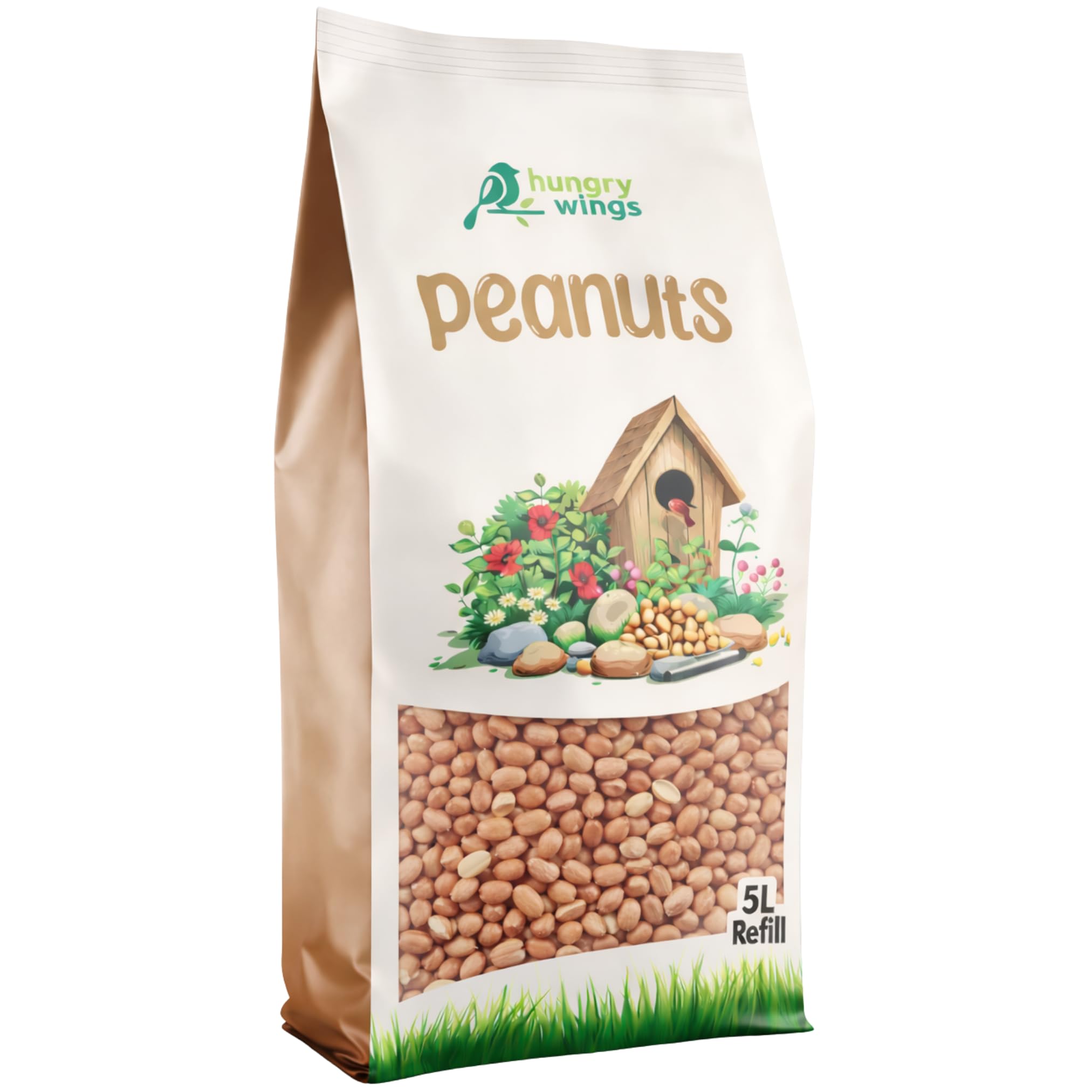 Premium Wild Bird Food 5L Refill, (5L Bag, Peanuts) (Packing may vary)