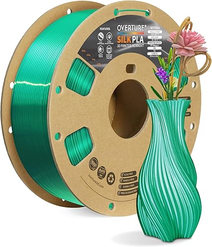 Vista 32 de OVERTURE Filamento de ácido poliláctico de seda, 1/16 de pulgada, acabado bicolor, suave y brillante, carrete 2.2 libras, para joyería de cosplay