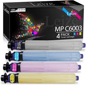 Leize Compatible Ricoh MP C6003 C4503 C5503 C6004 Toner Cartridge Replacement for Ricoh 841849 841851 841852 841850 Toner, Black 33,000 & Color 22,500 Pages [KCMY-4PACK]