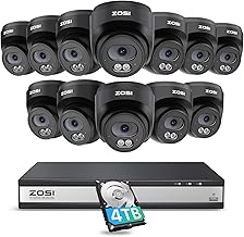 ZOSI C220 16CH 4K PoE Home Security Camera System, 16 Channel 4K 8MP NVR with 4TB HDD for 24/7 Record, 12 x 4MP(1440p) QHD 2.5K Dome IP Cameras Outdoor Indoor, Smart AI Human Detection, Two-Way Audio