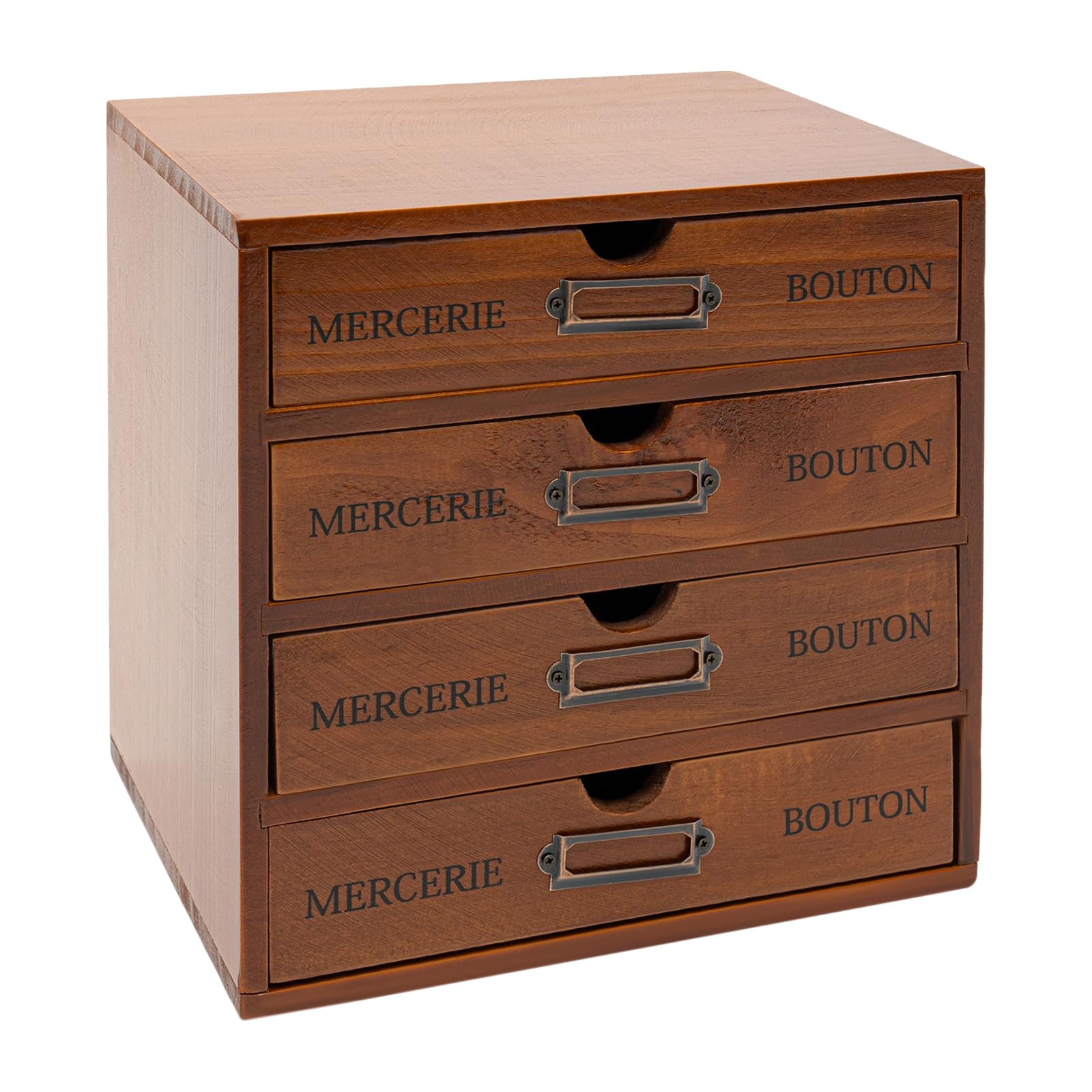 LNINNERY Organizador de escritorio de madera con 4 cajones para joyas, cosméticos, accesorios de oficina