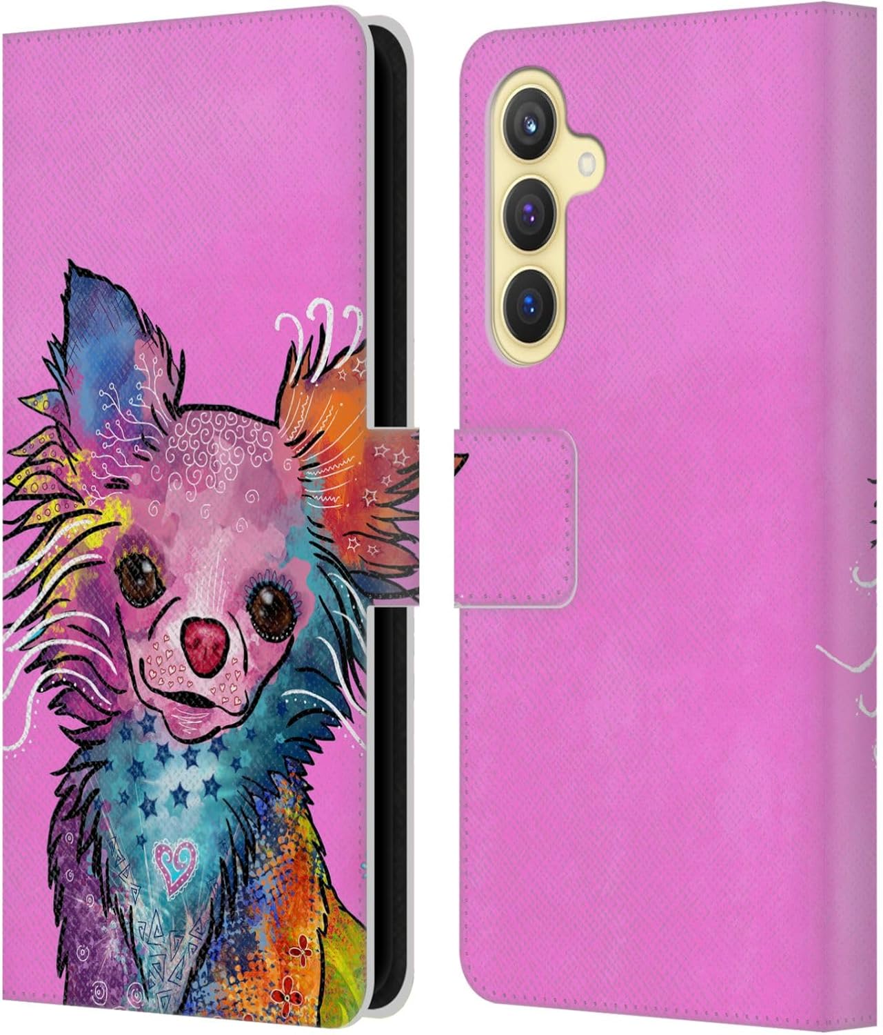 Head Case Designs Officially Licensed Duirwaigh Chihuahua Dog Animals Leather Wallet Case Compatible with Samsung Galaxy S23 FE 5G
