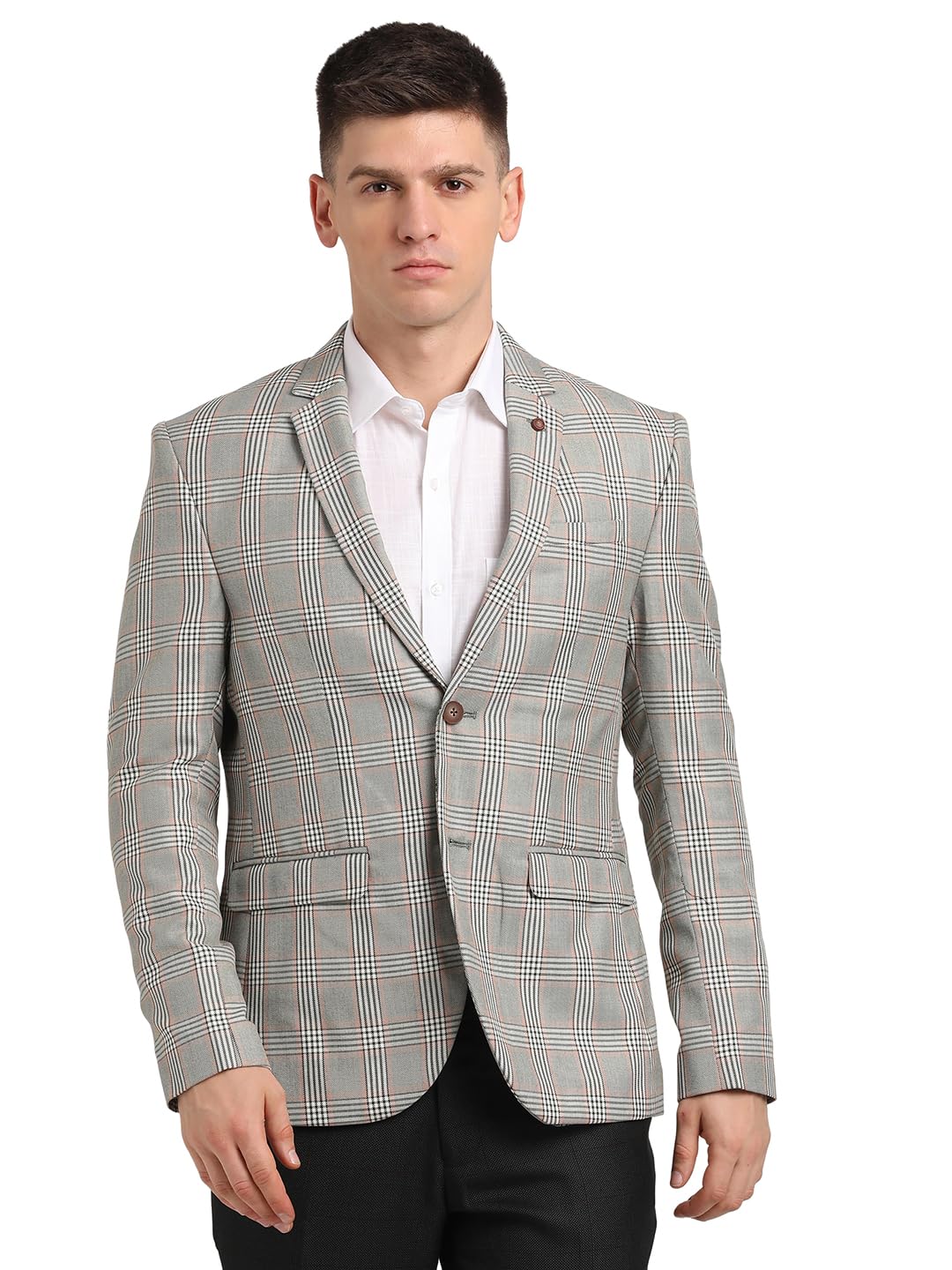 turtle Men Poly Viscose Checkered Grey Blazer-picture-35