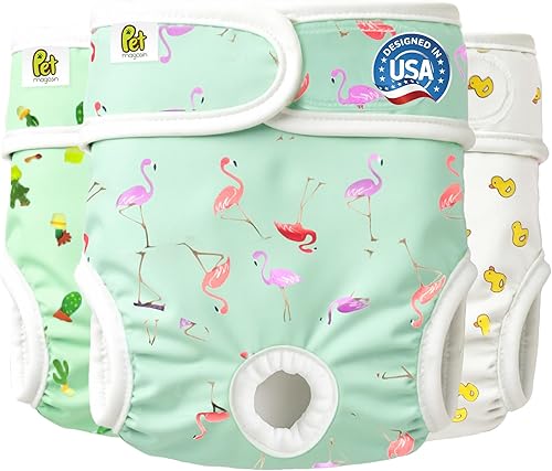 Pet Magasin - Pañales reutilizables para perros, sanitarios, duraderos y lavables, con velcro fuerte y flexible, para mascotas hembras, paquete de
