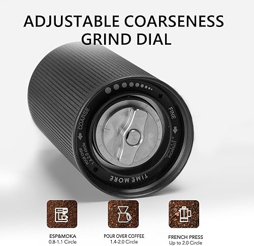 Miniatura 4 de TIMEMORE Molinillo de café manual de acero inoxidable con mango plegable, color castaño C3 ESP PRO ajuste interno ajustable, doble posicionamiento