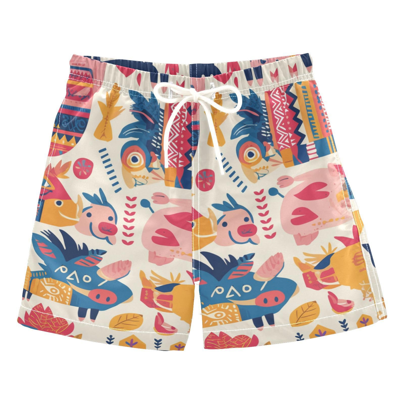 Zathe Hand Drawn Cute Pig Heads Toddler Swim Shorts Swimming Party Boys Toddler Boardshorts Kids Swimwears Funny Presents XS 6Y