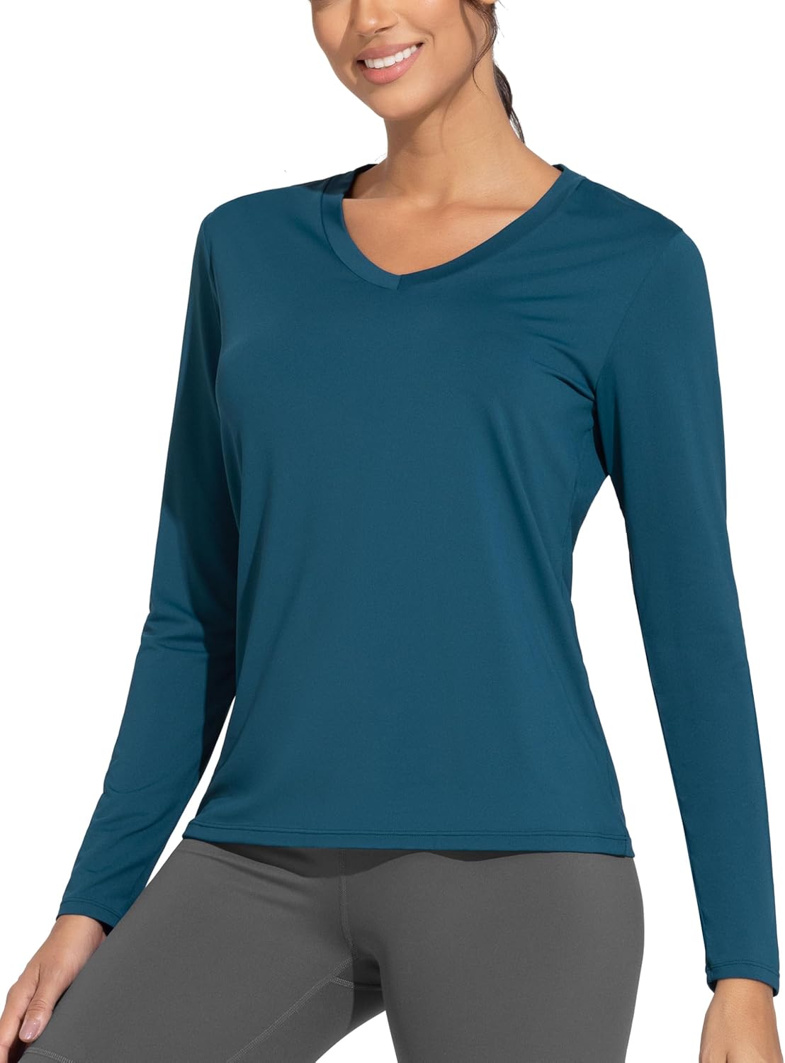 THE GYM PEOPLE Women's Long Sleeve Workout Shirts V-Neck Lightweight Basic Athletic Tops - Image 5