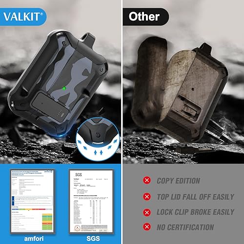 Miniatura 2 de Valkit Funda para Airpods Pro para hombres con cerradura, serie armadura militar de cuerpo completo AirPod Pro con llavero Cool Air Pod Pro funda