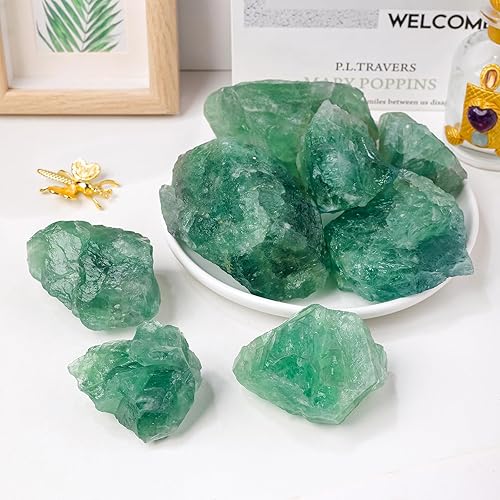 Miniatura 4 de Apengshi 1 pieza de piedras curativas de cristal natural de fluorita verde crudo de 0.55 a 0.66 libras, piedras preciosas de cristal en bruto para