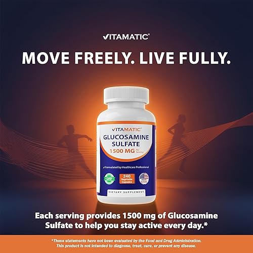 Miniatura 4 de Vitamatic Suplemento de sulfato de glucosamina, 1500 mg, 120 porciones, 240 cápsulas