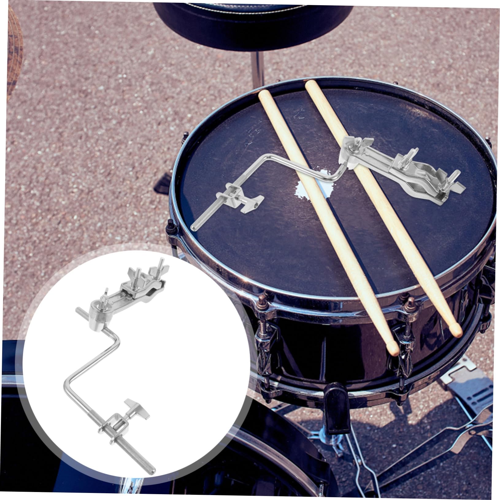 MAGICLULU Abrazadera Doble Z para Cencerro con Soporte Ajustable Montaje Compacto para Batería y Percusión Accesorio Resistente para Jazz y Escenario