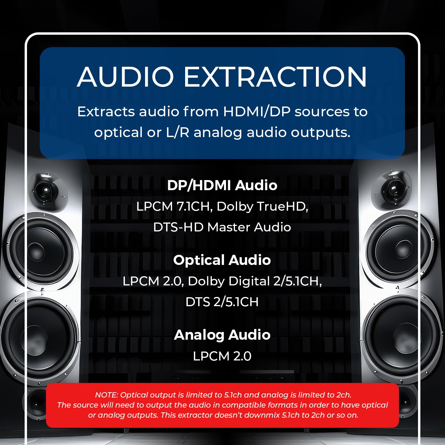 OREI 8K DP|Extractor y convertidor de audio HD - SPDIF + salida de 3.5 mm - HDCP 2.3 - 8K @30Hz DP / 4K @60Hz HDMI - Dolby Digital/DTS - CEC, HDR, Dolby Vision (DPHD-912)