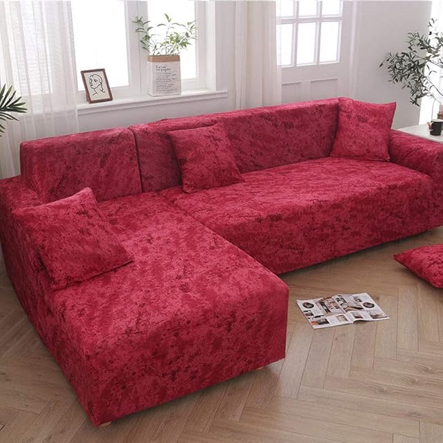 Sofa Cover L Shape Stretch 3/4/2/1 Seater Slipcover Soft Sofa Protector for Sectional Couch,Color71-4~Seater(235~300cm)