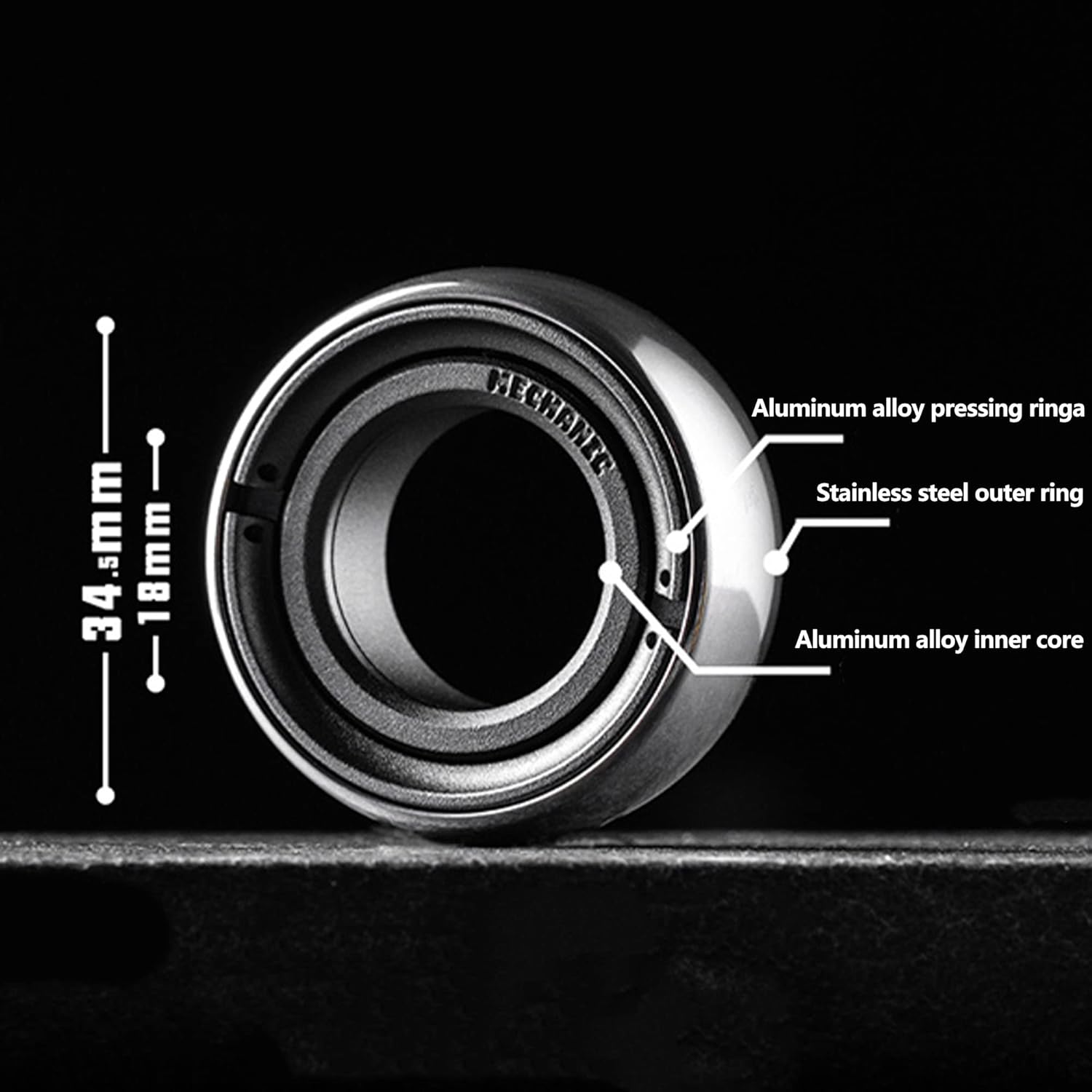 Lautie Mechanic Paragraph Spinners Ring Fidget EDC Rings Toggle Slider Toy Finger Decompression Toy, Stainless Steel Model C