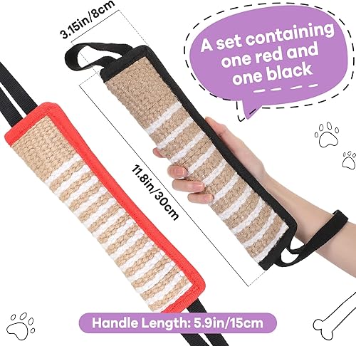 Miniatura 2 de Amylove 2 piezas de juguete de tira y afloja, almohada de lucha con 2 asas de yute resistente para perros pequeños, medianos y grandes, almohada de