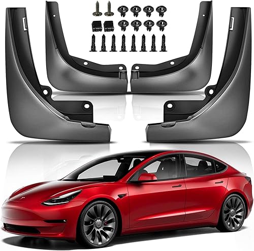 YHTAUTO Juego de 4 protectores contra salpicaduras para Tesla Modelo Y 2020-2022, delantero y trasero izquierdo derecho, color negro