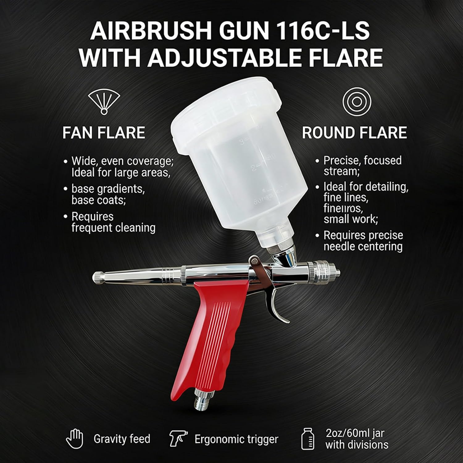 Dual-Action Airbrush Pen Kit Adjustable Fan & Round Spray Gun with 100ml Cup, Cleaning Tools, for Art, Modeling, Crafts & Auto Painting (Requires >45PSI Compressor)