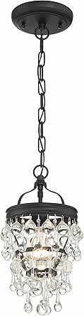 Crystorama Calypso 1 Light Matte Black Mini Pendant