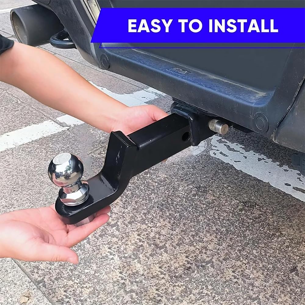 NEWFUN Adaptador de Enganche de Remolque rebajado 50 mm para vehículos estadounidenses, Bola de Enganche para automóviles, Furgonetas, Camiones y autocaravanas. (Tow Hook with Pin Lock)