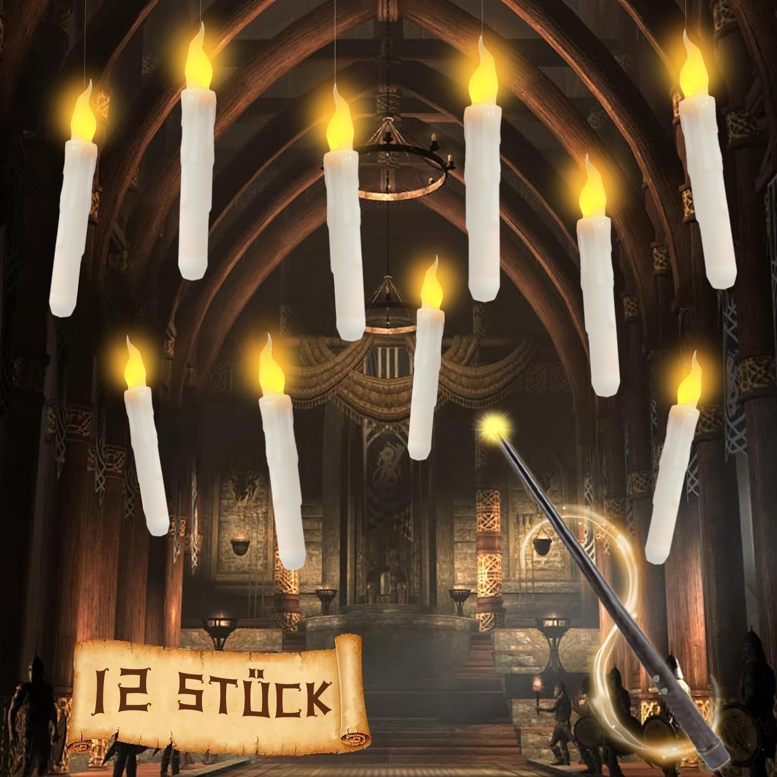 LED Candles Floating Candles with Magic Wand Remote Control, Pack of 12