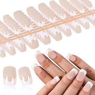 120 uñas postizas francesas cuadradas cortas,...