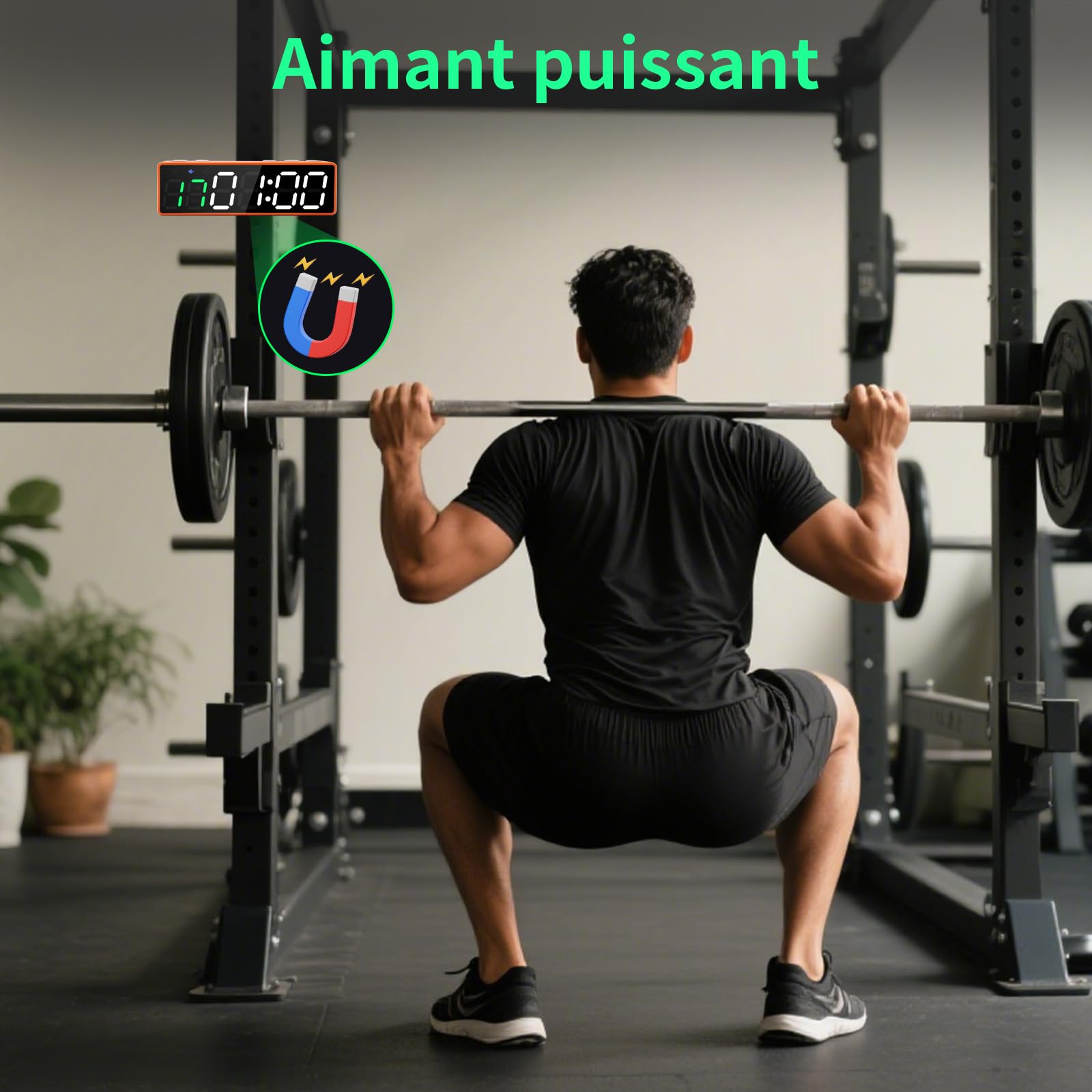 LUCKY TIME Minuteur de Gym, Timer Crossfit, chronomètre aimanté Portable