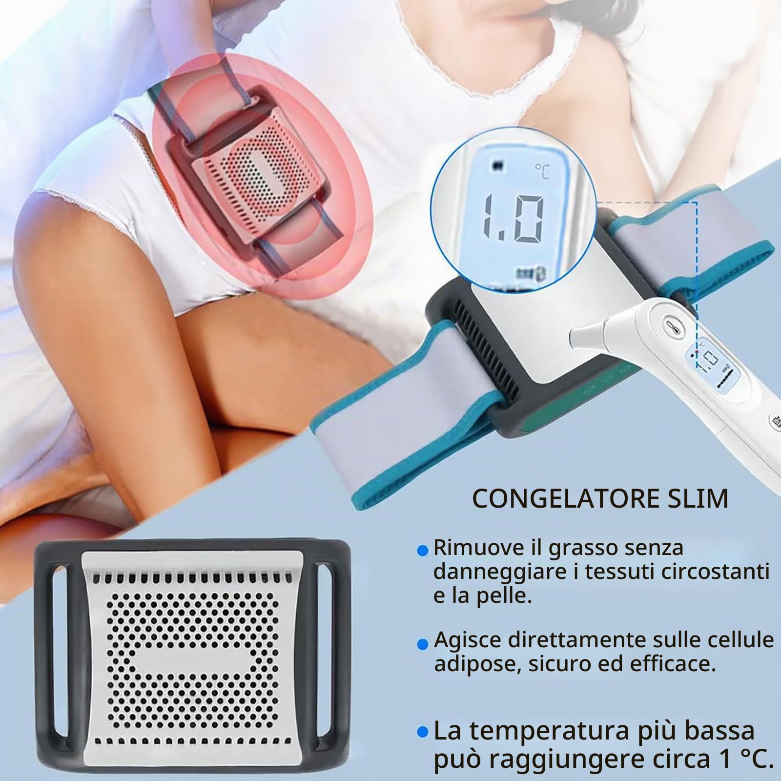 Congelatore di Grasso Domestico, Macchina per La Criolipolisi per Modellare Il Corpo, Timer da 30min/60min, Brucia Grassi Addominali, per Addome, Braccia, Cosce, per Uomini E Donne