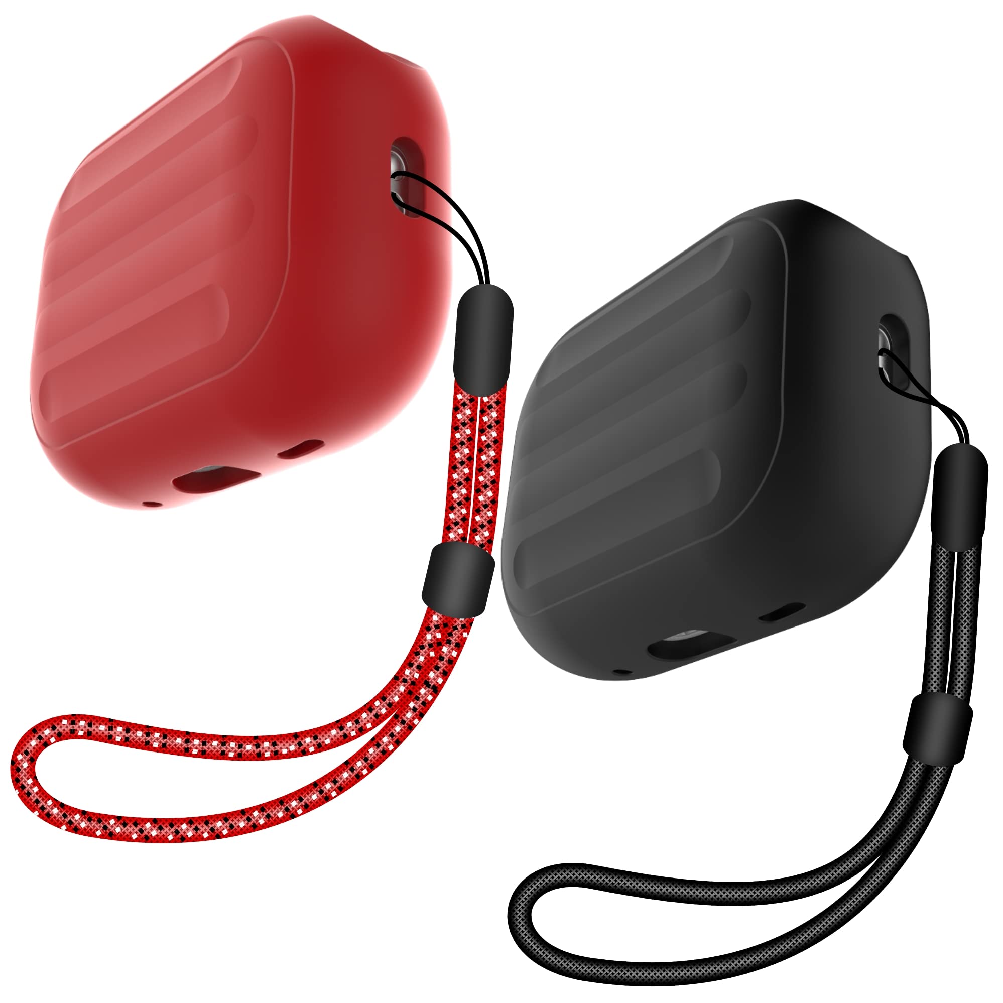Anti-Lost Case Compatible with Airpods Pro 2,Wireless Charging, LED Visible,Lanyard Included. (Black-red)