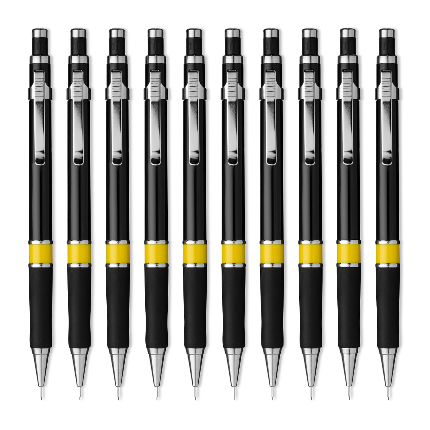 Aristo AR82503 Druckbleistift D1 0,35 mm (Ergonomische Griffzone, starre Minenführung, Härtegrad Mine HB, integrierter Radiergummi) schwarz, 10 Stück
