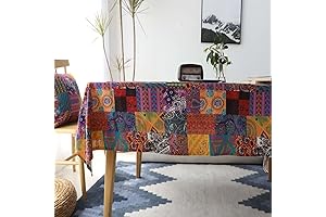 Rectangular Patchwork Quilted Tablecloth: French Country Boho Style for Dining and Party Decor