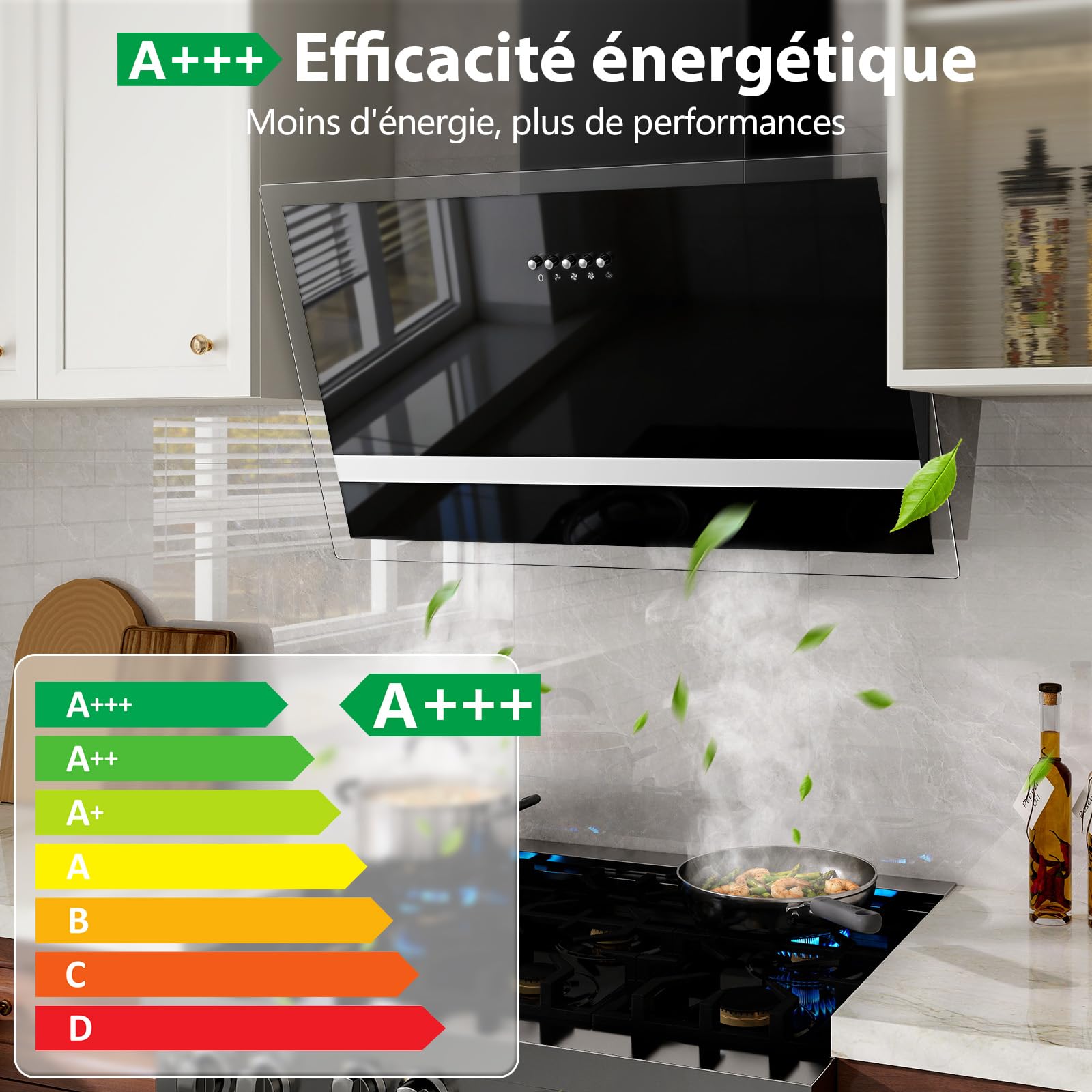 TopStrong Hotte Aspirante 60cm, 400m³/h, A+++, Sans Balais, Évac/Recycl