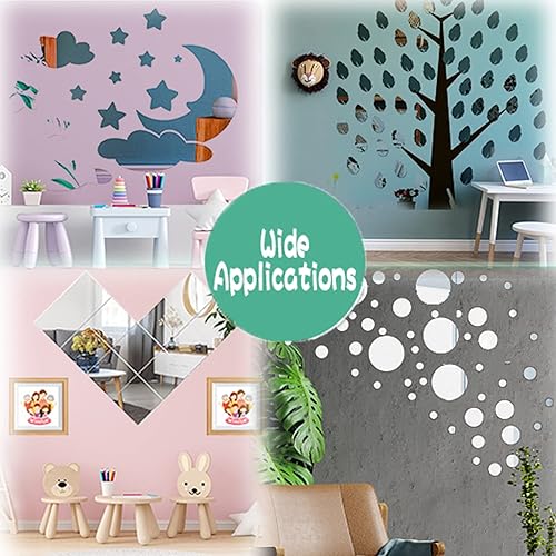 Miniatura 6 de Hoja de espejo acrílico autoadhesiva de 8 x 6 pulgadas, paquete de 6 unidades, flexibles, inastillables, sin vidrio, azulejos grandes autoadhesivos