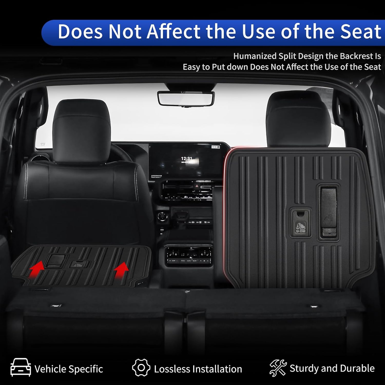 Seat Back Protective Pad for 2024 2025 2026 Lexus Gx550 & Gx550h-Black TPE Material Anti-Kick Pad Rear Seat Protective Cover Interior Upgraded Lexus gx550 Accessories (6 Seats/Two Rows)