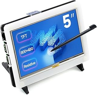 waveshare 5inch Resistive Touch Screen LCD with Bicolor Case 800×480 HDMI Display Compatible with Raspberry Pi 4B/3B+/3A+/3B/2B/1B+/1A+ /Zero 2 W/Zero W/Zero