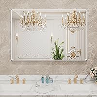 Vista 27 de LOAAO - Espejo de baño con marco de metal negro de 24x36 pulgadas, espejo rectangular redondeado para pared, espejo mate de tocador de baño