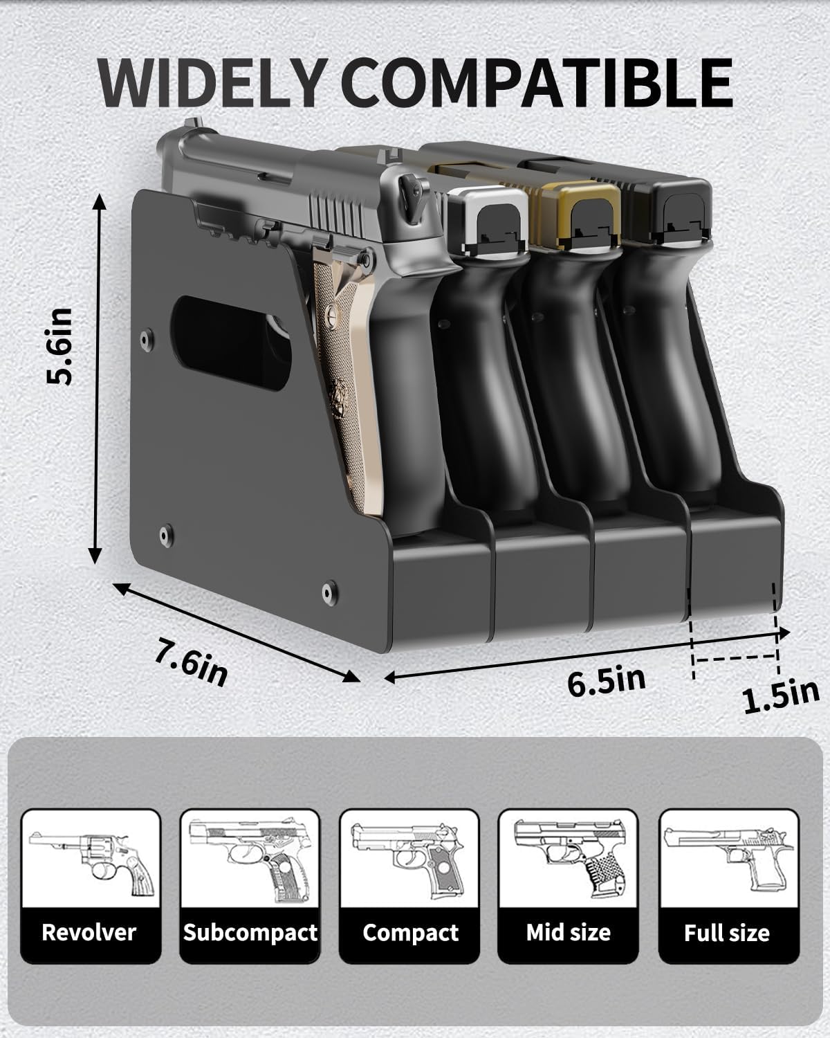 Pistol Rack for Gun Safe, Can Hold Up to 4-8 Pistols Gun Cabinet Accessories, Foam-Protected Gun Storage Rack, for Revolver, Glock 17 19 26 27 43 Pistol Accessories
