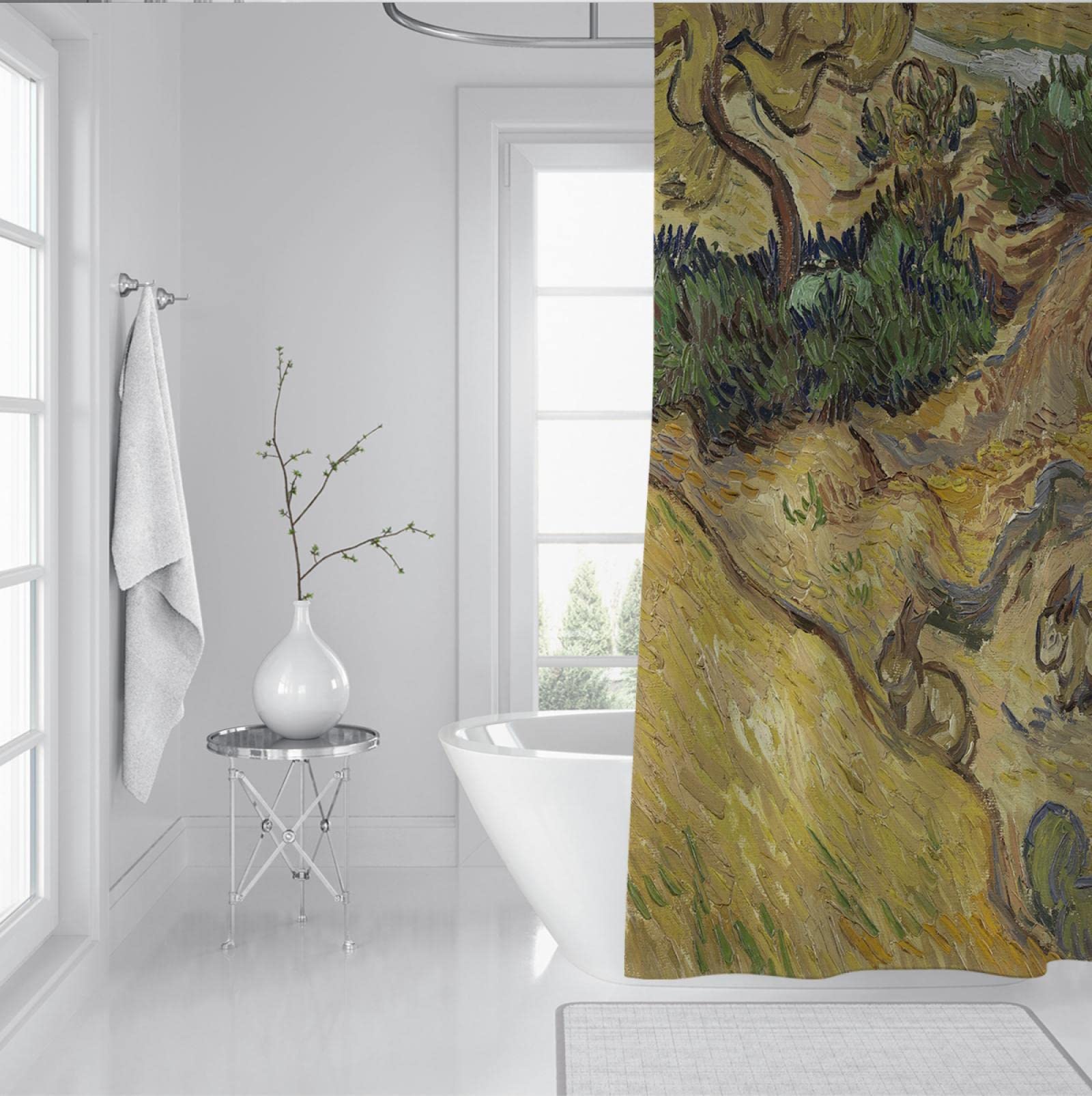 Rustikale Duschvorhänge Natur im Freien Hanglage Bauernhaus Bad Duschvorhang Hotel Qualität Premium Material Duschvorhang Set 180x180cm