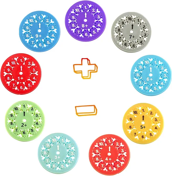 Math Fidget Spinner, 9 Packs Numbers Fidget Spinner,Math Addition Game for Kids 3+, Kindergarten Math Learning & Education Toys, Math Game… (Addition & Subtraction)