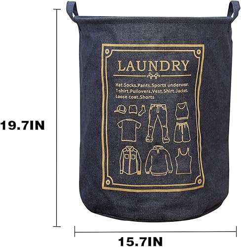 Miniatura 6 de Cesta grande de lavandería de 63 litros, cesta de mezclilla impermeable con asas, plegable para almacenamiento, adecuada para lavandería,