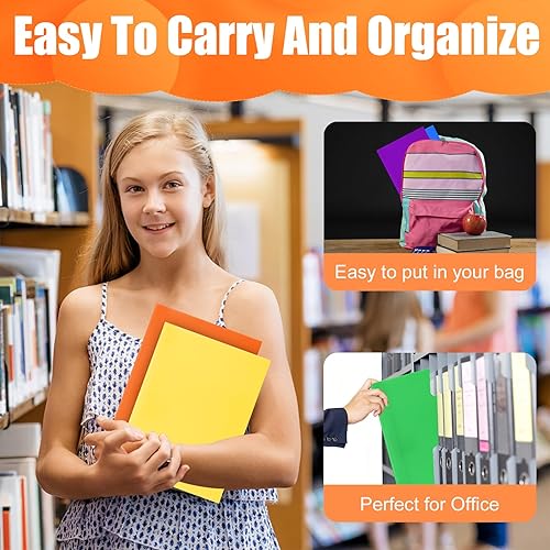 Miniatura 5 de Paquete de 30 carpetas de plástico con bolsillos y puntas, carpetas de dos bolsillos con puntas, carpetas resistentes con bolsillos y ranura para