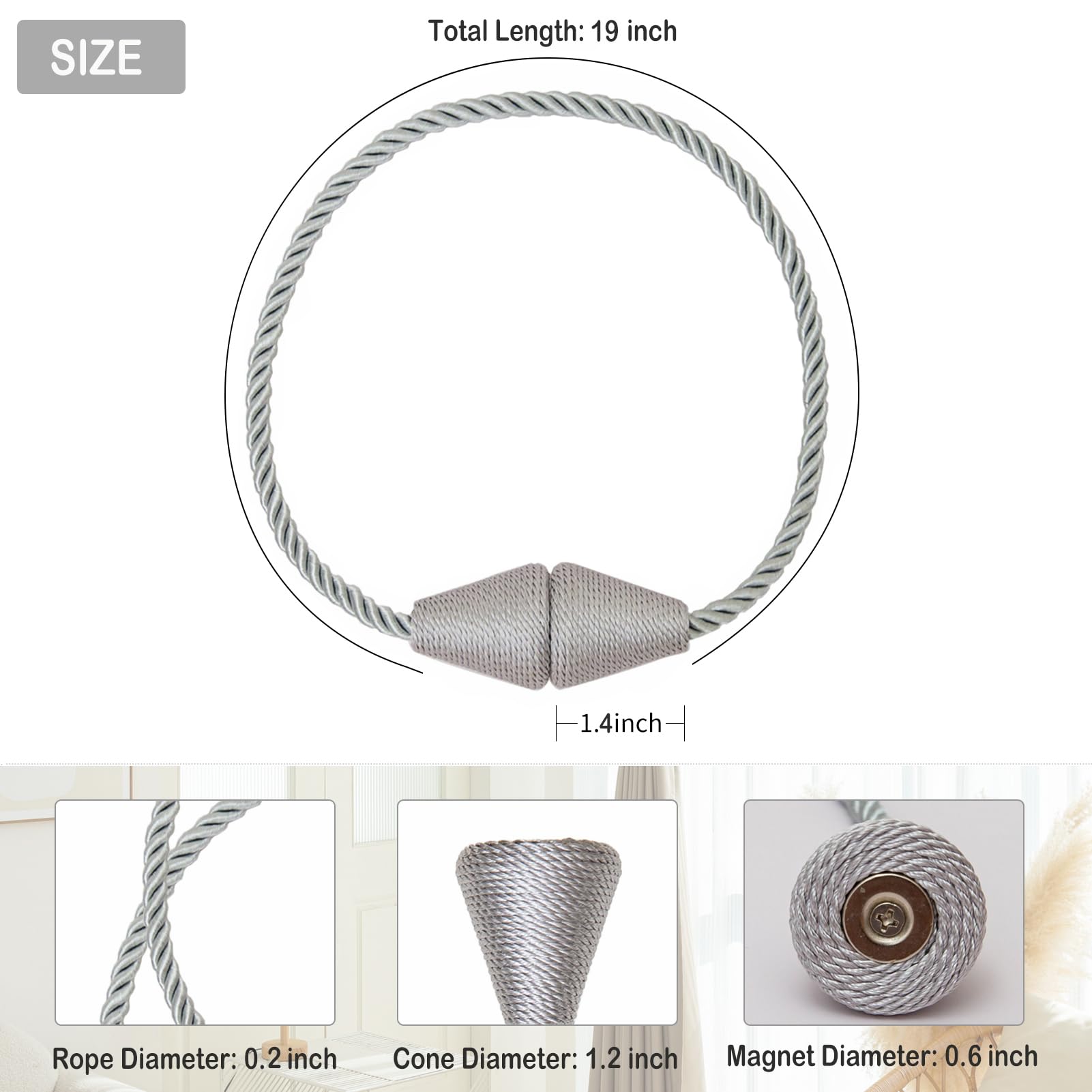 Magnetische Vorhang-Raffhalter – 2 Stück, Aus Polyester, Für Innen & Außen, In 8 Farben Erhältlich
