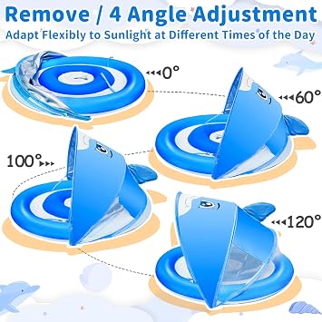 Dolphin Baby Float with Canopy UPF50+ for Age 6-36 Months Infant Toddler