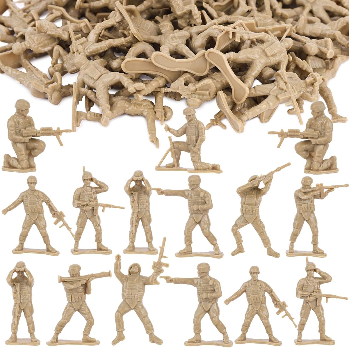 3 Otters Plastic Army Men, 100PCS, Yellow, Multiple Poses | Toys Soilders for Boys 3+, Inspire Creative Play, Strategy Building, and Learning Adventures, Party Favors