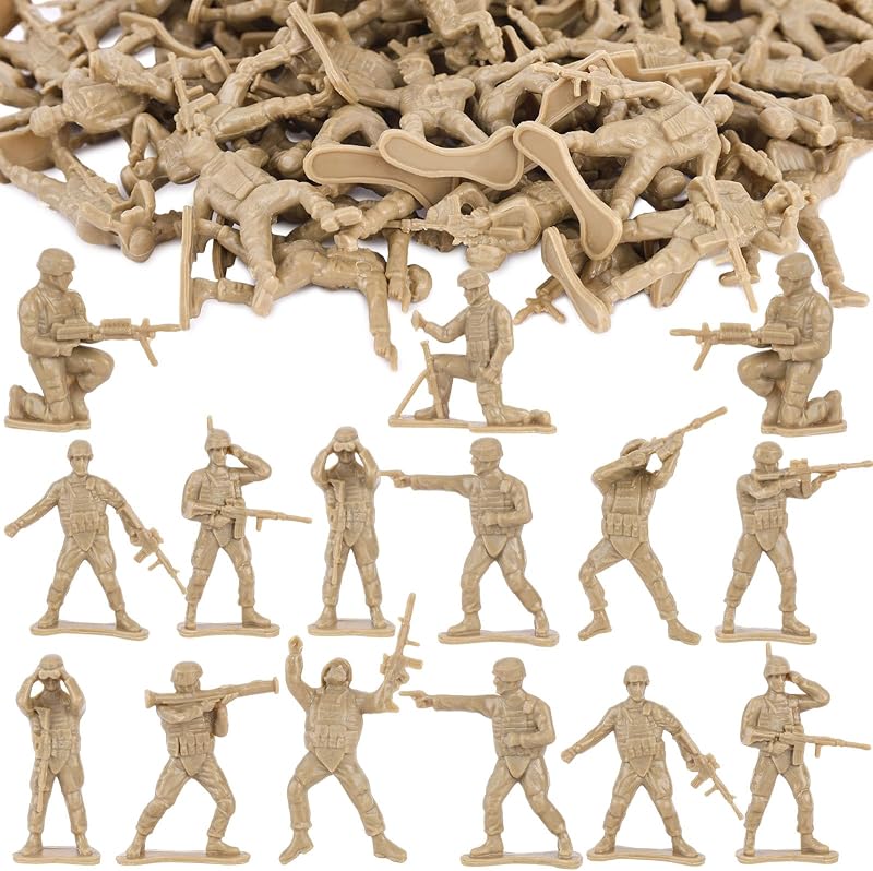 3 Otters Plastic Army Men, 100PCS, Yellow, Multiple Poses | Toys Soilders for Boys 3+, Inspire Creative Play, Strategy Building, and Learning Adventures, Party Favors