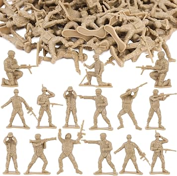3 ثعالب الماء 100PCS رجال الجيش لعبة الجنود ، رجال الجيش Playset البلاستيك الجندي أرقام متعددة الجرعات للبنين هدية عيد ميلاد أصفر